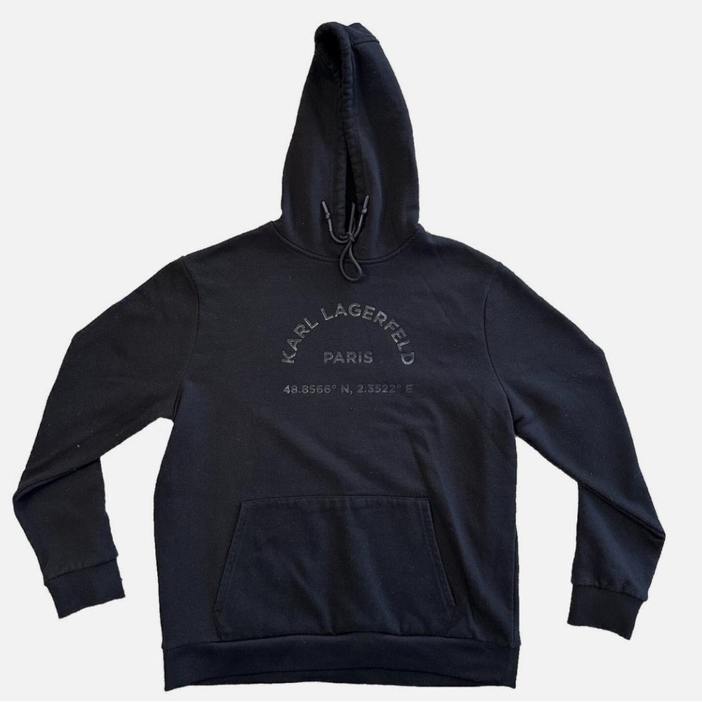 Karl Lagerfeld Paris Men's Black
Latitude/Longitude Pullover Hoodie - Size M